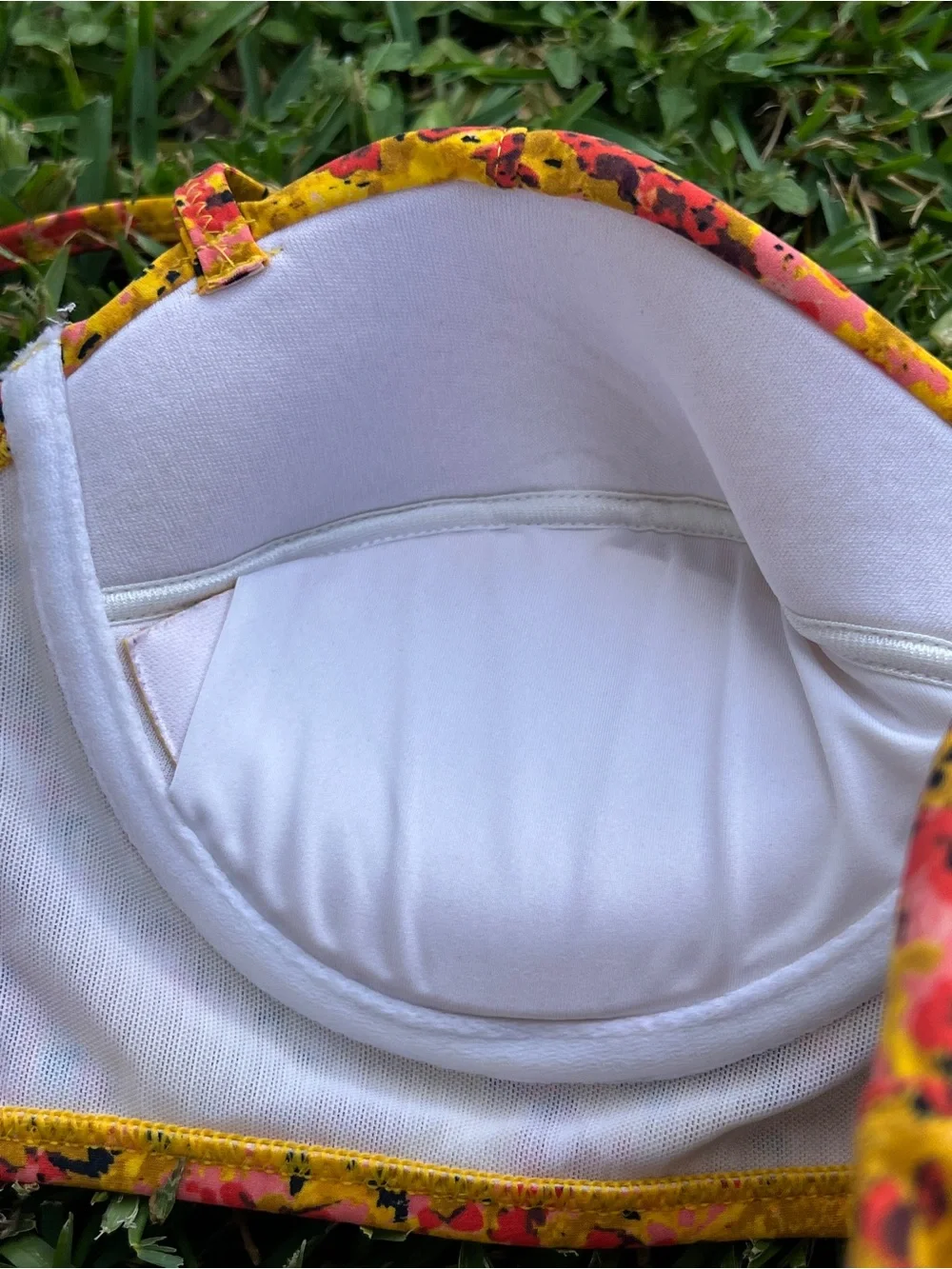 Lands End 10 medium mustard yellow gold dainty preppy floral bikini swimsuit top
